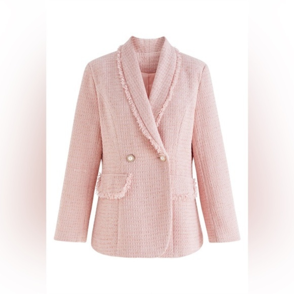 SALE | Chicwish light pink tweed blazer NWOT preppy style